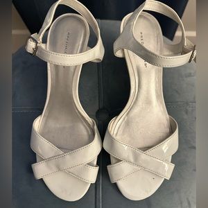 Predictions white patent leather sandals